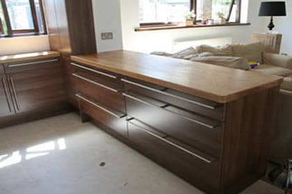 walnut unit with oak super stave worktop