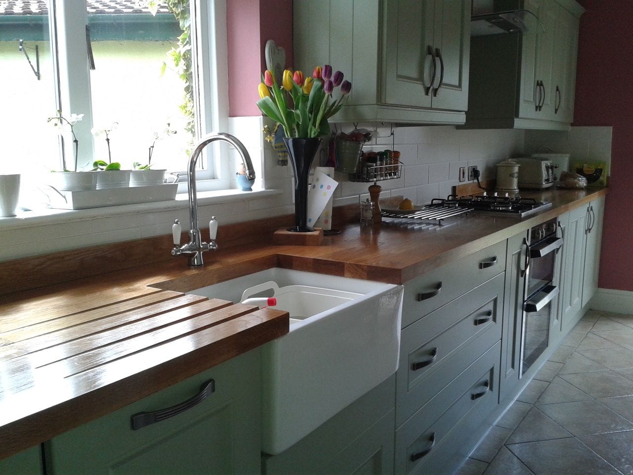 oak worktop drainage groove
