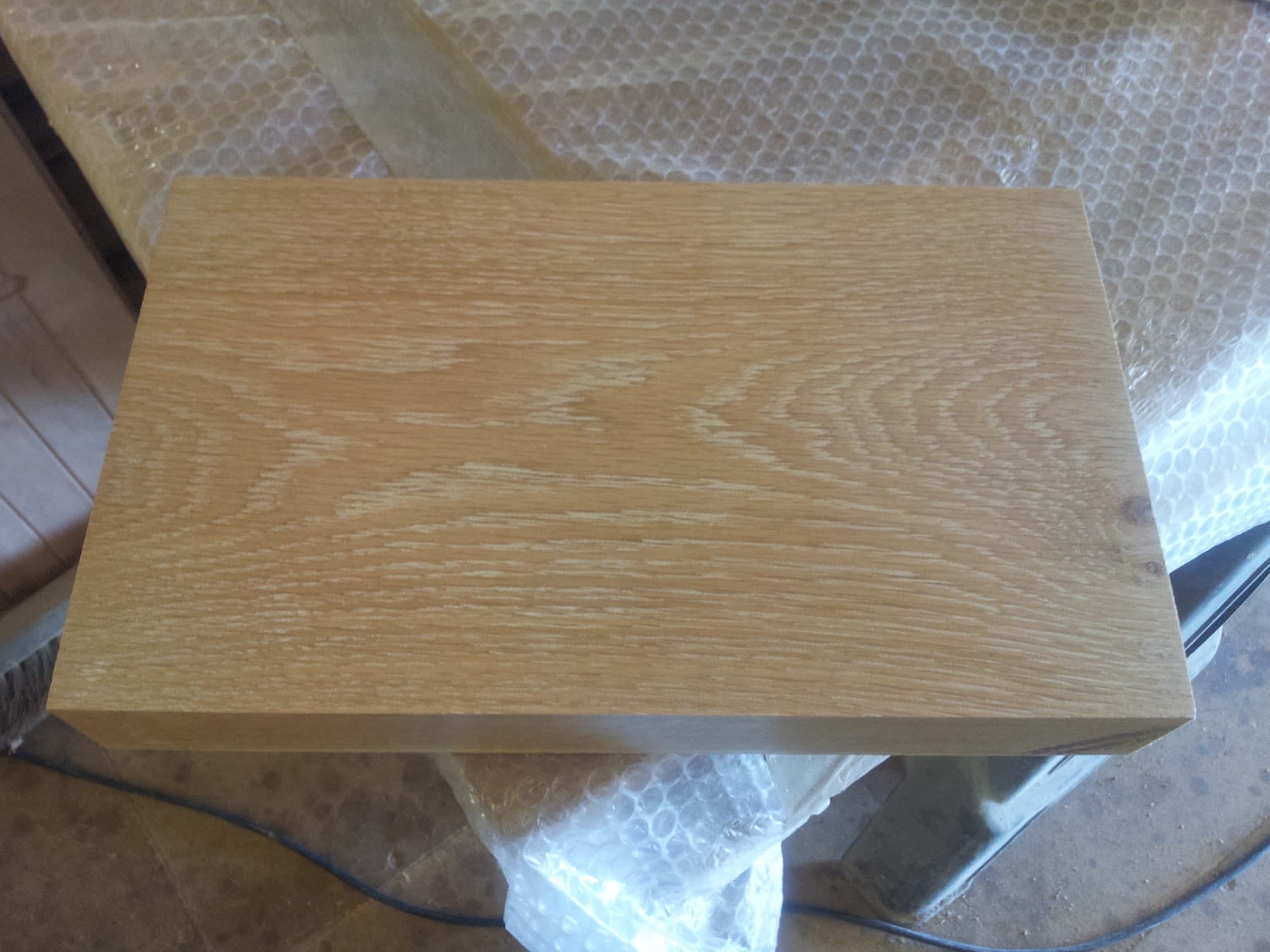 whitewashed oak sample in the workshop