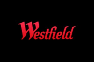 Westfield London logo in red script on black