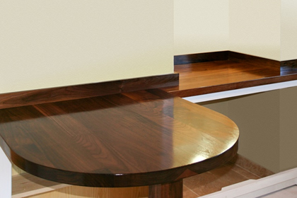 bespoke walnut worktop with elipse end