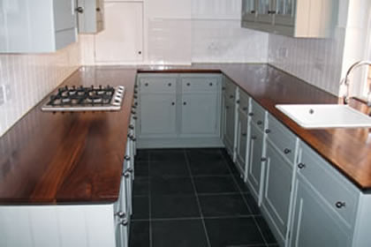 walnut super stave worktop with cut outs and butt joins