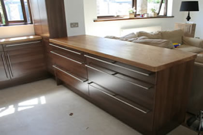 walnut unit with oak super stave worktop