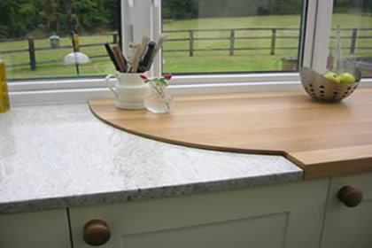 custom shaped oak wide block worktop