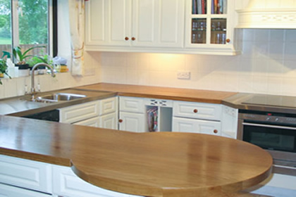 oak super stave lollipop worktop, custom shape