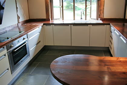 walnut worktop kitchen with lollipop