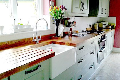 oak worktop drainage groove