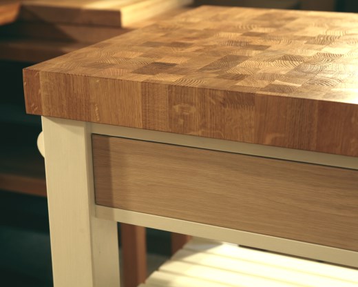 Painted Oak Butcher's Trolley In Production