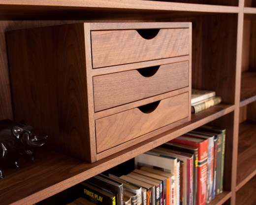 Walnut Bookcase With Matching Walnut Filing Box