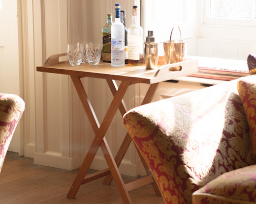 Large Oak Butlers Drinks Tray With Stand