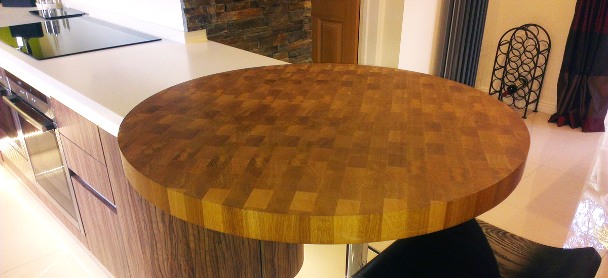 circular oak end grain worktop