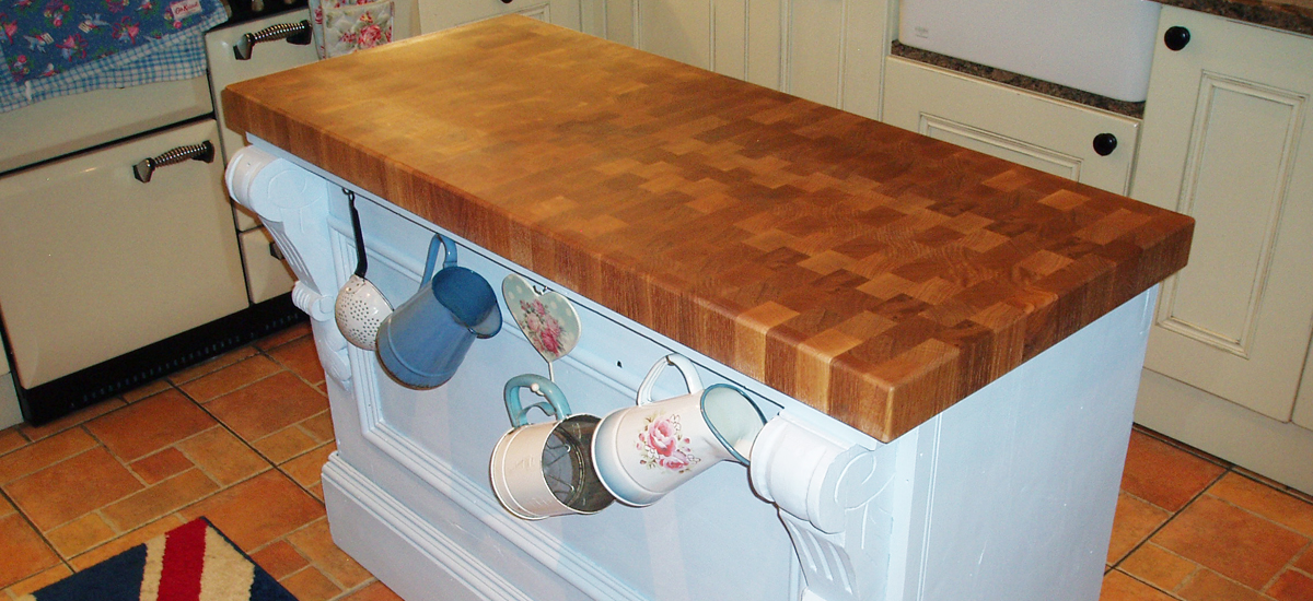 Oak end grain island worktop