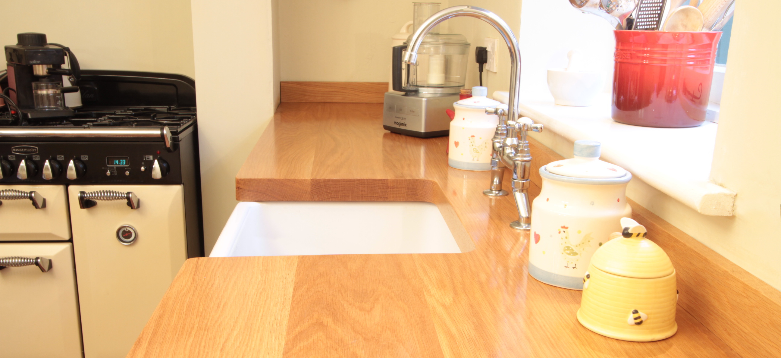 Oak wide stave worktops